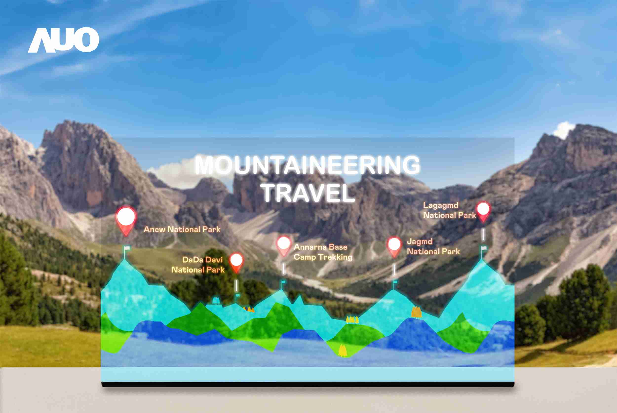 人生就是博展示全球单片尺寸最大(*)42吋透明Micro LED显示器拼接而成的〝64吋透明Micro LED显示器〞，，具备高透明度、、、、1,000 nits高亮度、、广色域、、、、采用三边无边框的无缝拼接等多重特色，，呈现超高清、、、、细腻画质而不遮挡后方视觉，，满足层峰需求，，可广泛运用于零售、、、、艺术展览或商业空间等场域